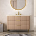 Amara 48'' Bathroom Vanity with Sintered Stone Basin - Carrara White & Light Oak