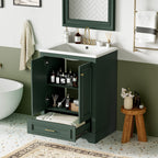 Modern Bathroom Vanity with Ceramic Sink Combo and Storage Cabinet - Multiple Colors