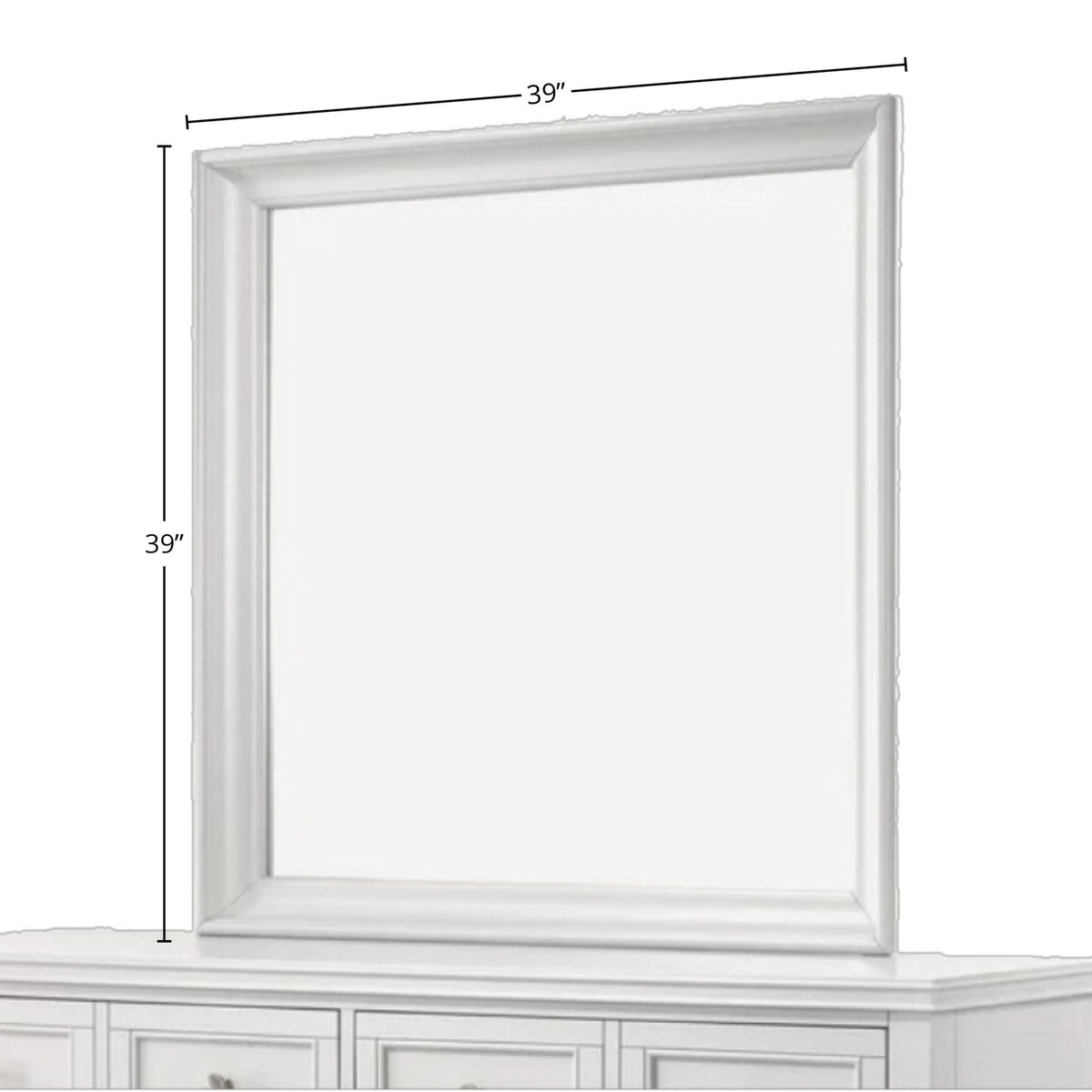 Square Mirror with Beveled Glass - White or Gray