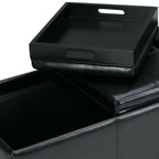 Avalon Upholstered Storage Ottoman with Flip-Over Serving Trays - Multiple Colors