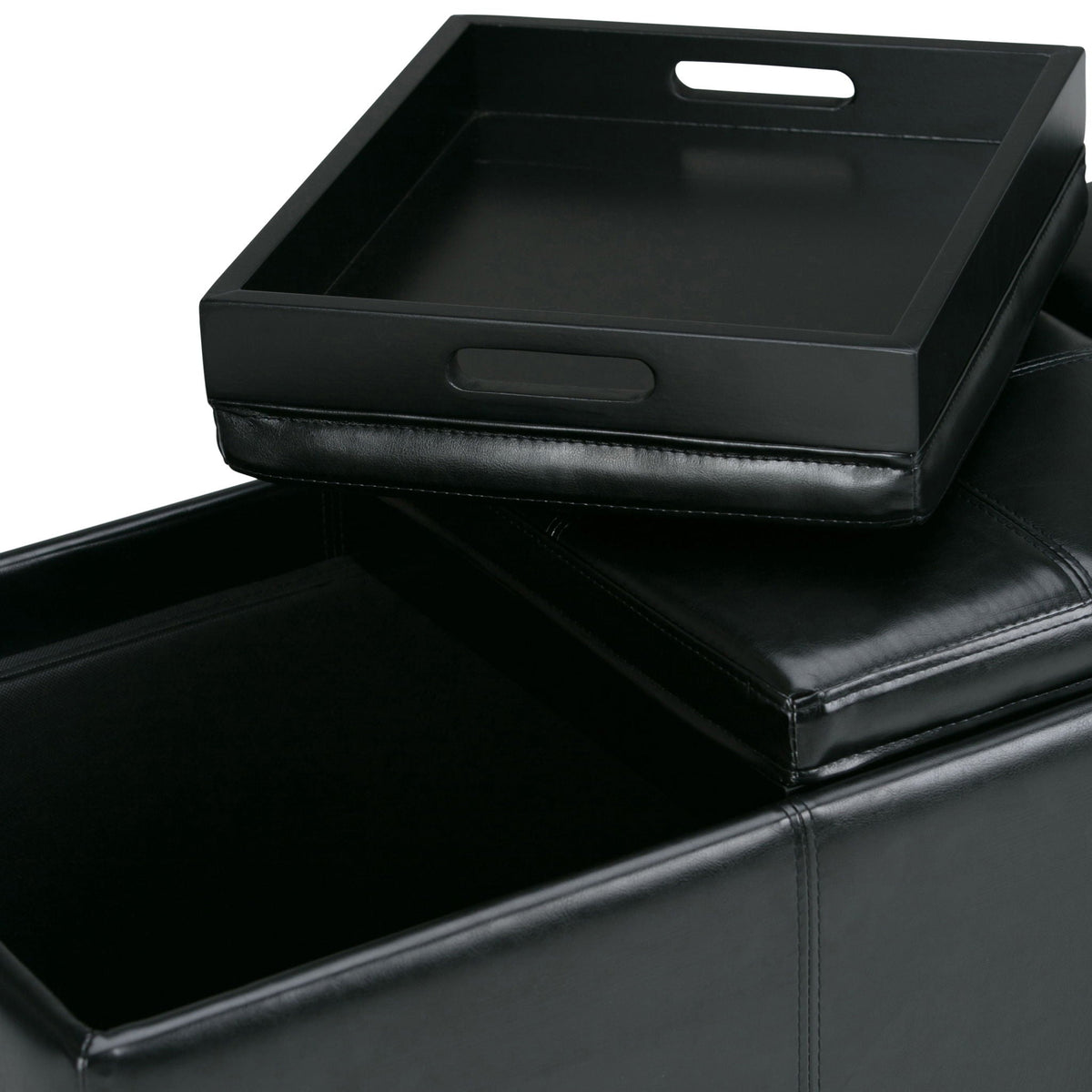 Avalon Upholstered Storage Ottoman with Flip-Over Serving Trays - Multiple Colors