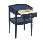 1 Drawer Nightstand with Solid Wood Frame - Blue, Dark Green, or White