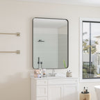 Rectangular Metal Framed Wall Mirror with Modern Design - Black