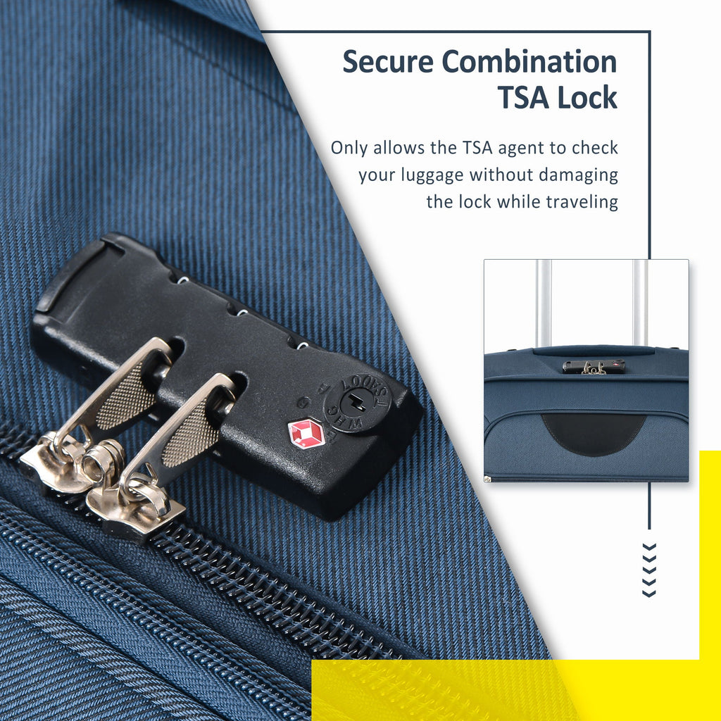 Softside Expandable 3 Piece Luggage Set with Spinner Wheels - Dark Blue