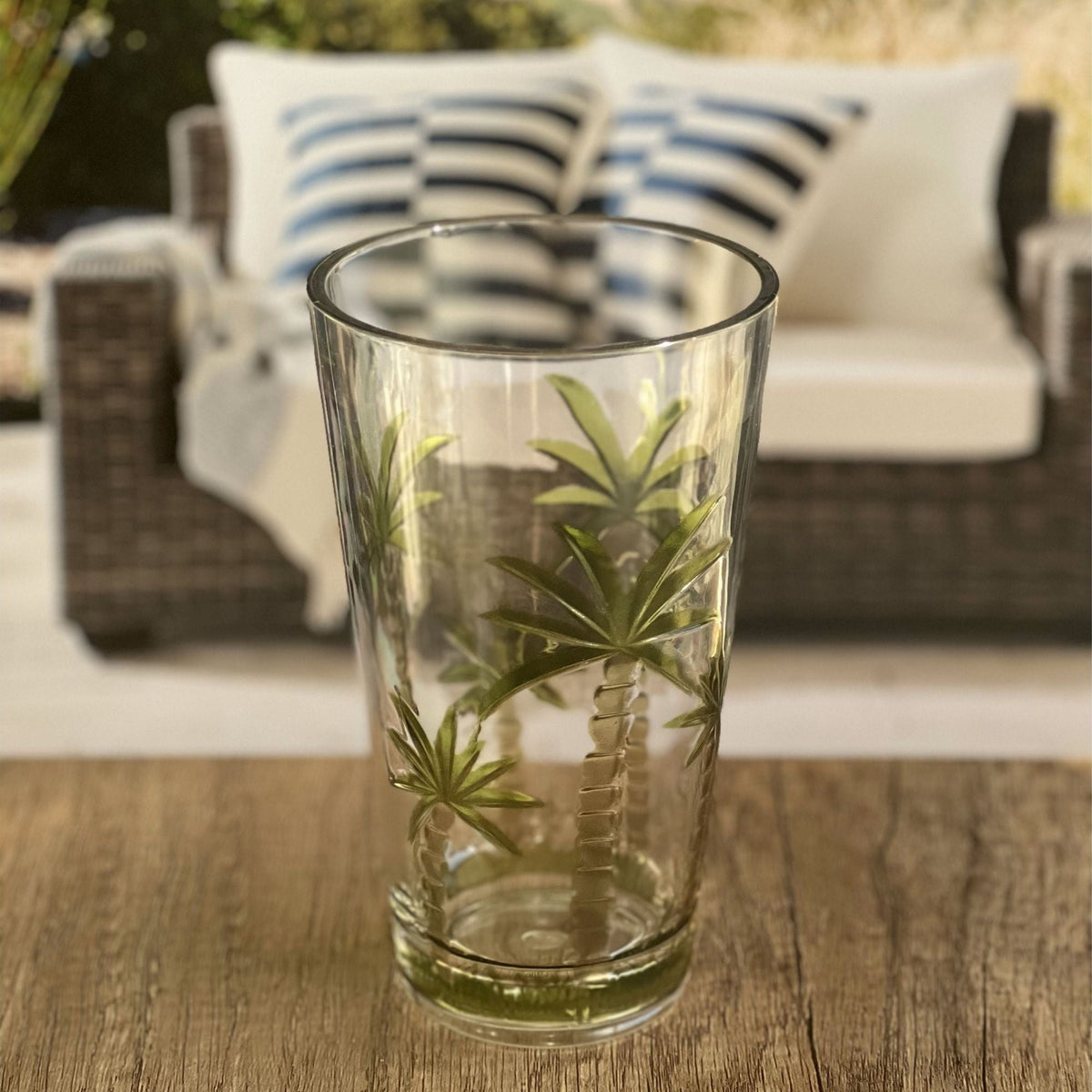 Palm Tree Design Acrylic Hi Ball Glasses with BPA-Free Durability - Clear