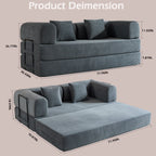 Convertible Sleeper Sofa Bed with Fixed Shape Frame and Cylindrical Pillow - Fabric