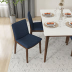Mid-Century Modern Solid Wood Dining Chair Set with Fabric Upholstery - Multiple Colors