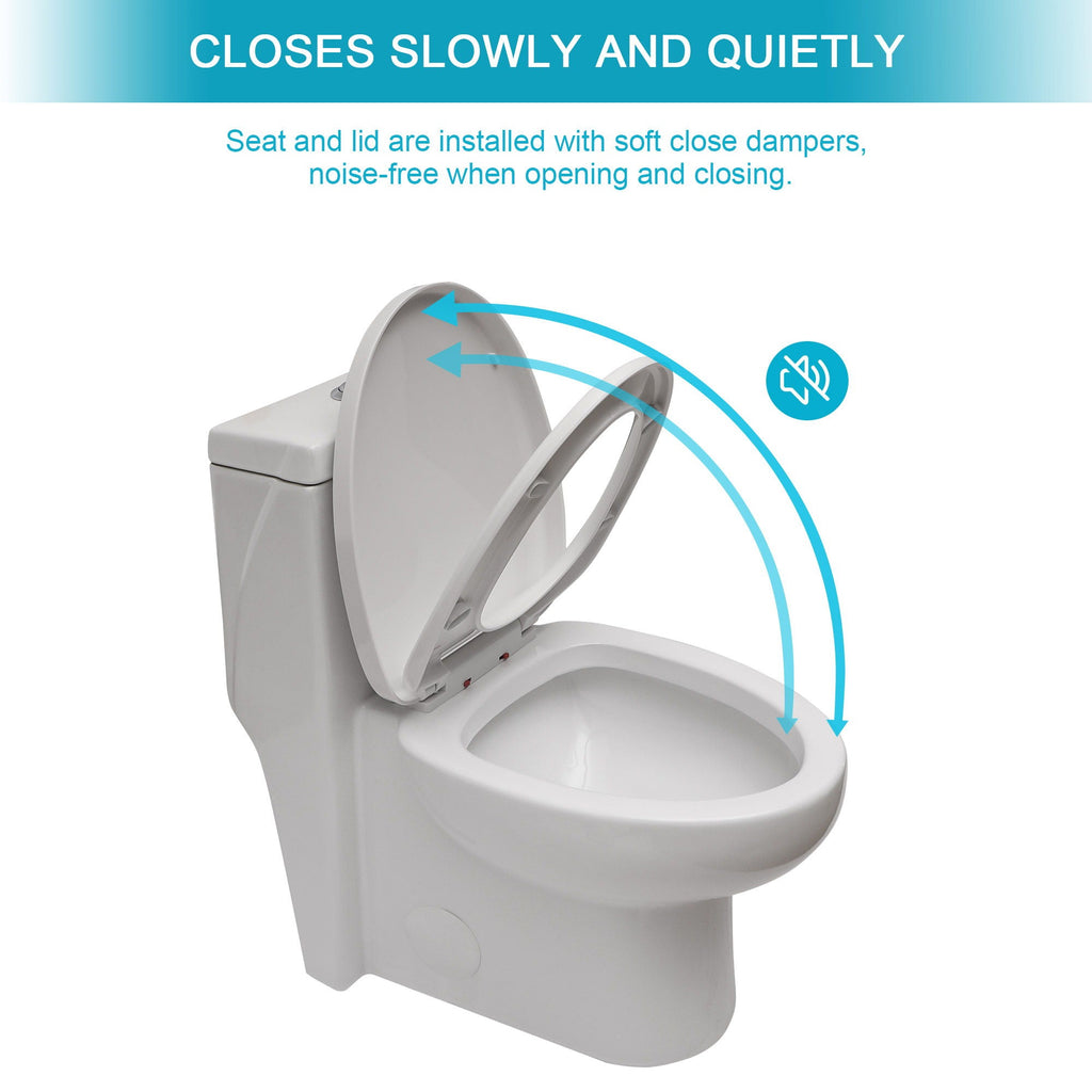 1 Piece Toilet with Dual Flush and Soft Closing Seat - White