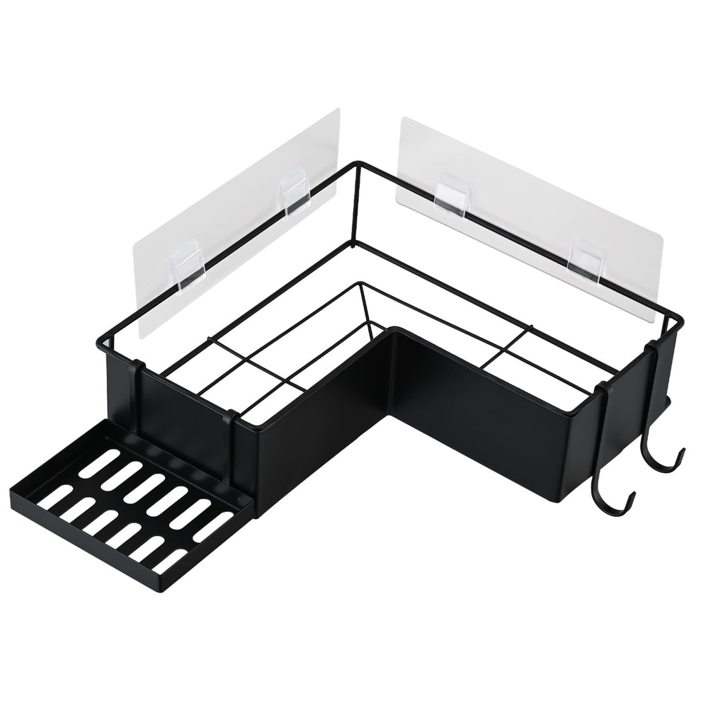 Adhesive Corner Shower Caddy 2-Pack with Hooks - Stainless Steel
