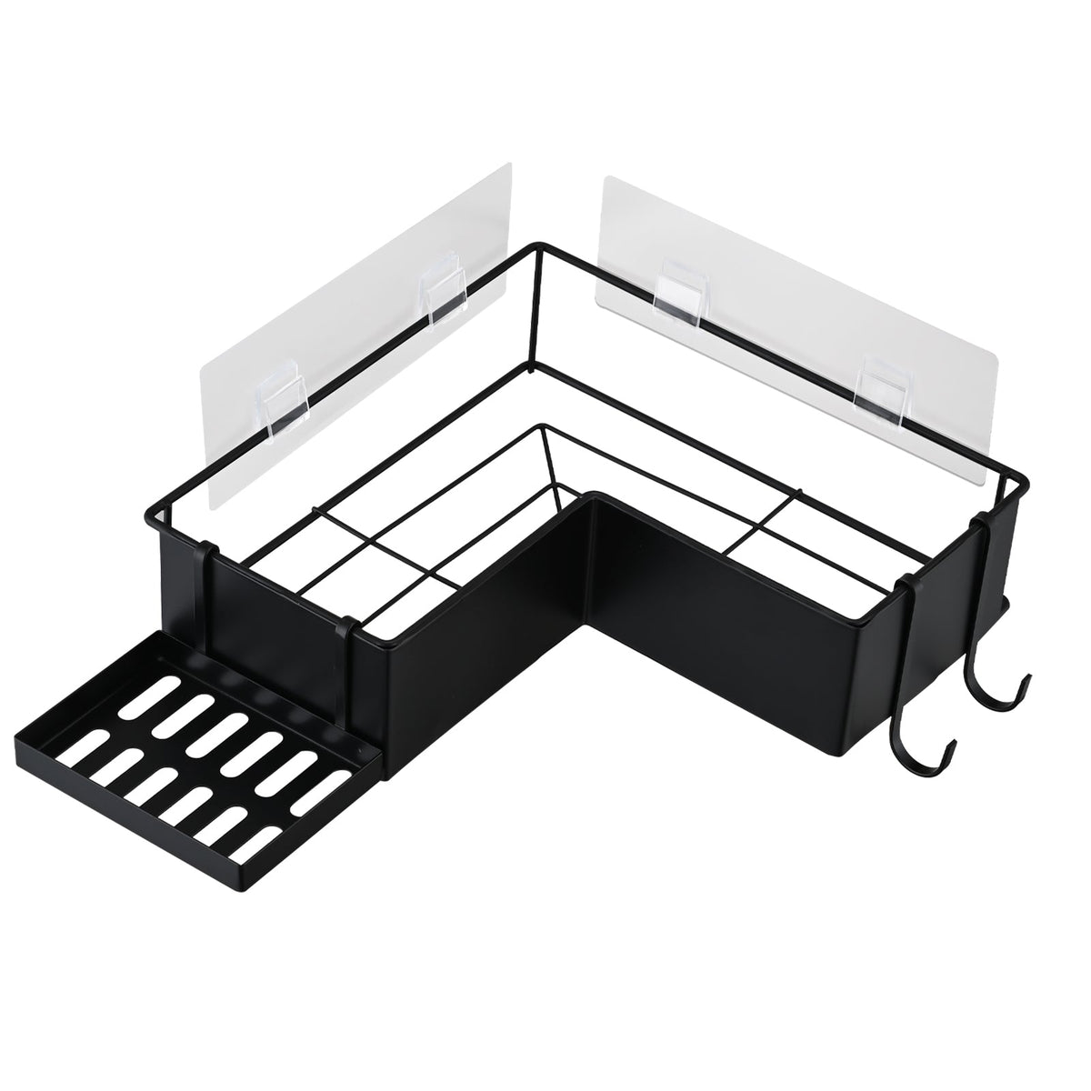 Adhesive Corner Shower Caddy 2-Pack with Hooks - Stainless Steel