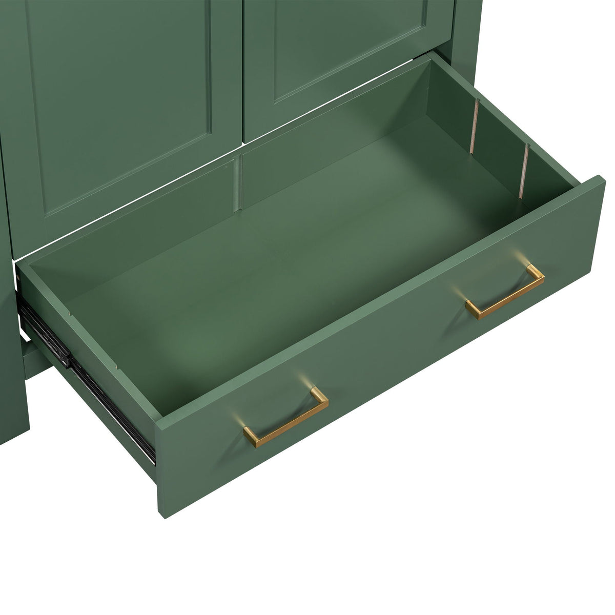 Green Bathroom Vanity with Single Undermount Sink and Storage - Solid Wood
