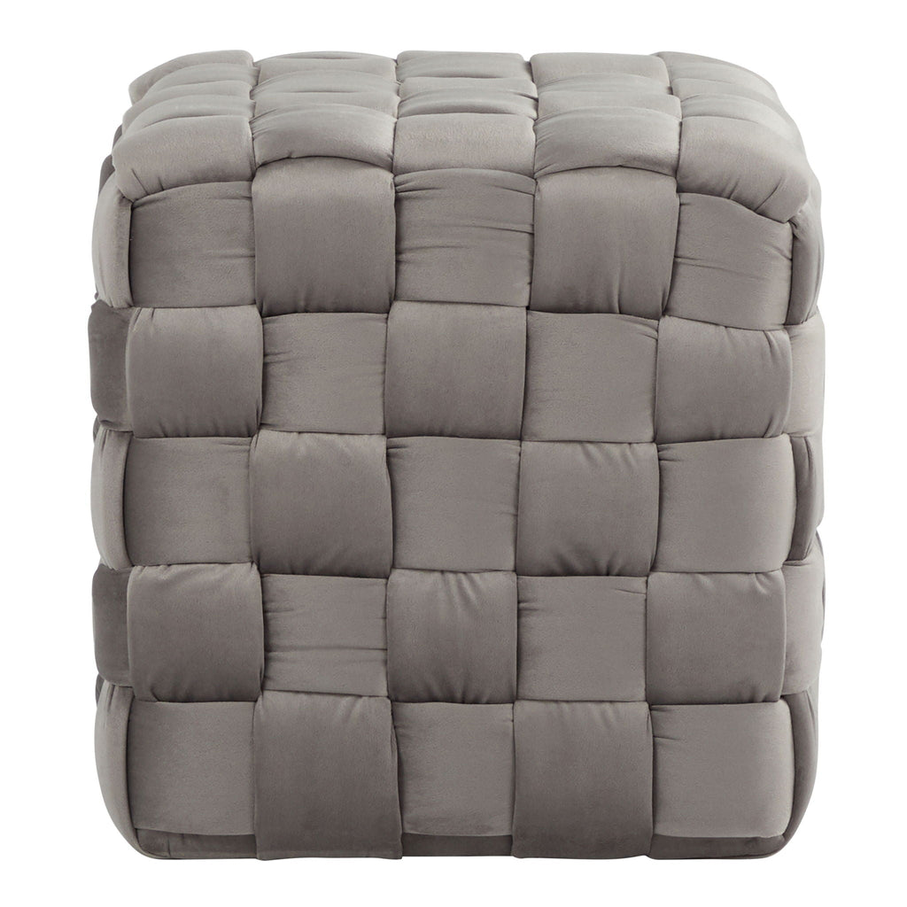 Square Braided Ottoman with Braided Upholstery - Pink, Light Blue, Dark Gray, Beige