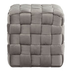 Square Braided Ottoman with Braided Upholstery - Pink, Light Blue, Dark Gray, Beige