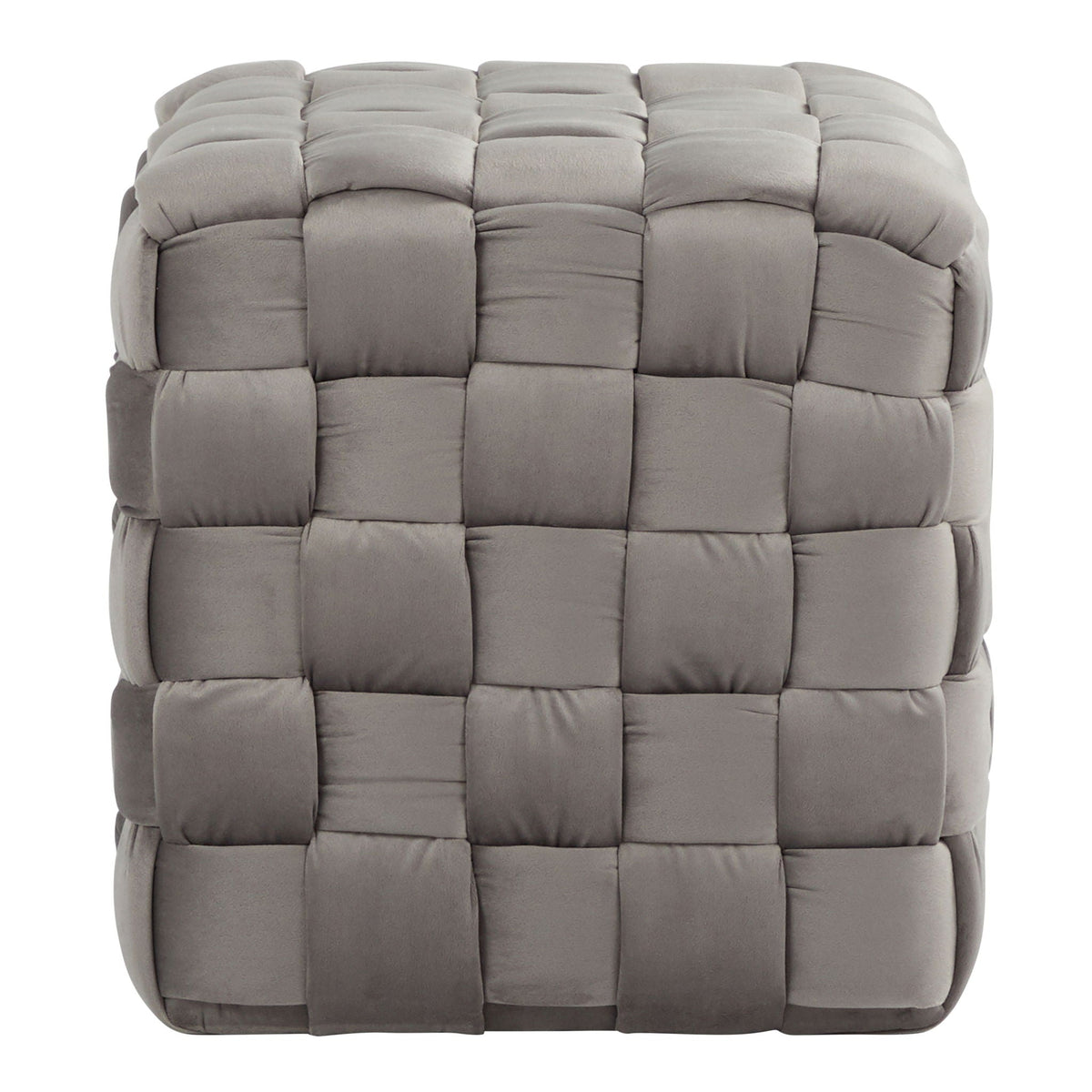 Square Braided Ottoman with Braided Upholstery - Pink, Light Blue, Dark Gray, Beige