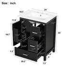 Bathroom Vanity with Sink, Soft-Close Doors & 3 Drawers - White, Black, Green