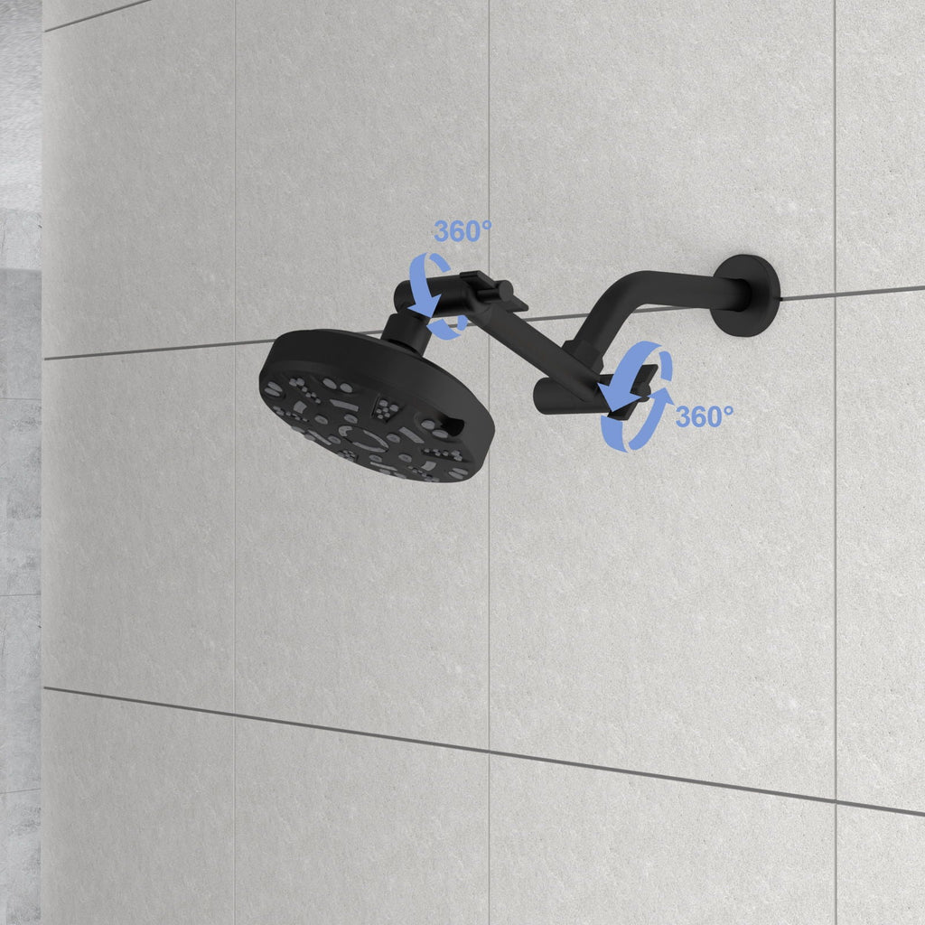 Stainless Steel Shower Arm Extension with 360° Rotation - Black or Pearl Silver