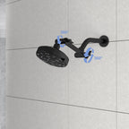 Stainless Steel Shower Arm Extension with 360° Rotation - Black or Pearl Silver
