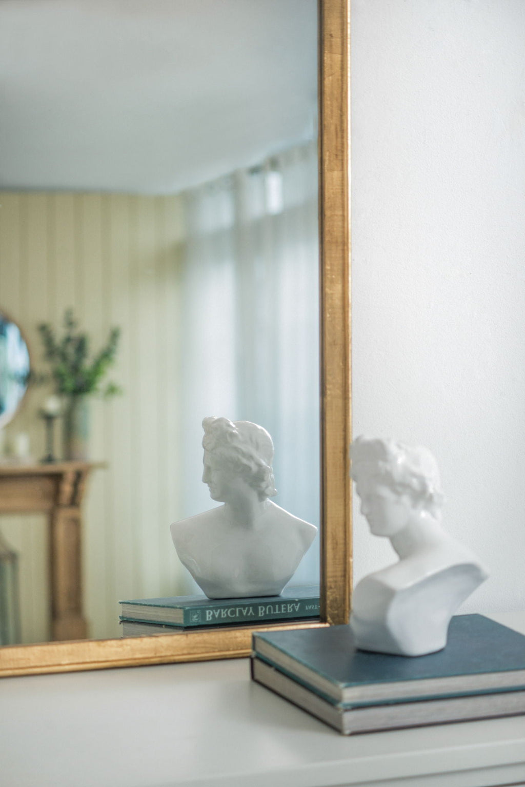 Gold Arched Floor Mirror with Wood Frame - Full Body
