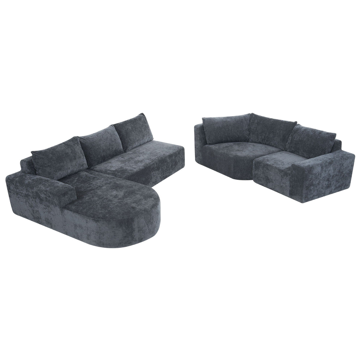 Modular Cloud Sectional Sofa Set with Deep Seating - Choose Beige, Dark Gray, or Dark Brown