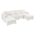 130.3" Chenille Modular Sectional Sofa with Removable Cushions - 6-Seater