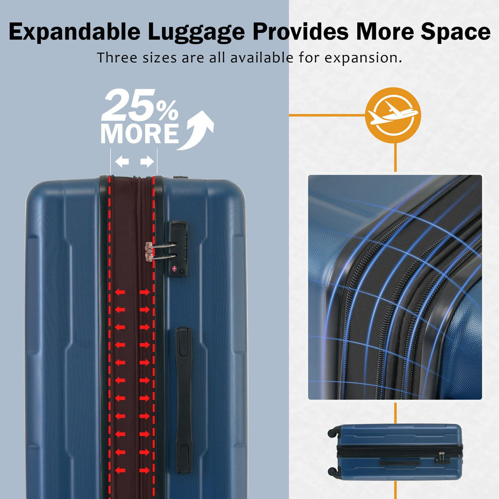 Expandable 2 Piece Luggage Set with TSA Lock and Spinner Wheels - Multiple Colors