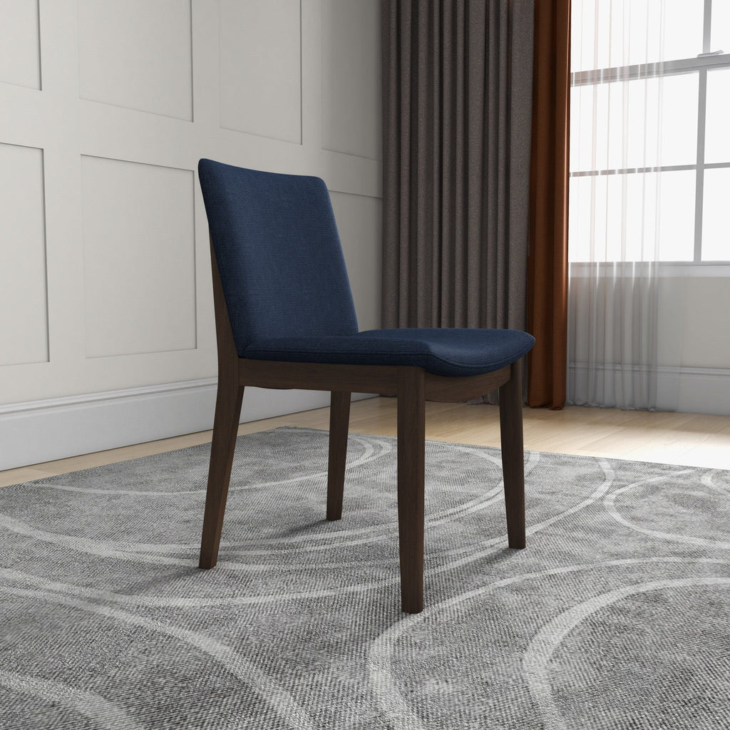 Mid-Century Modern Solid Wood Dining Chair Set with Fabric Upholstery - Multiple Colors