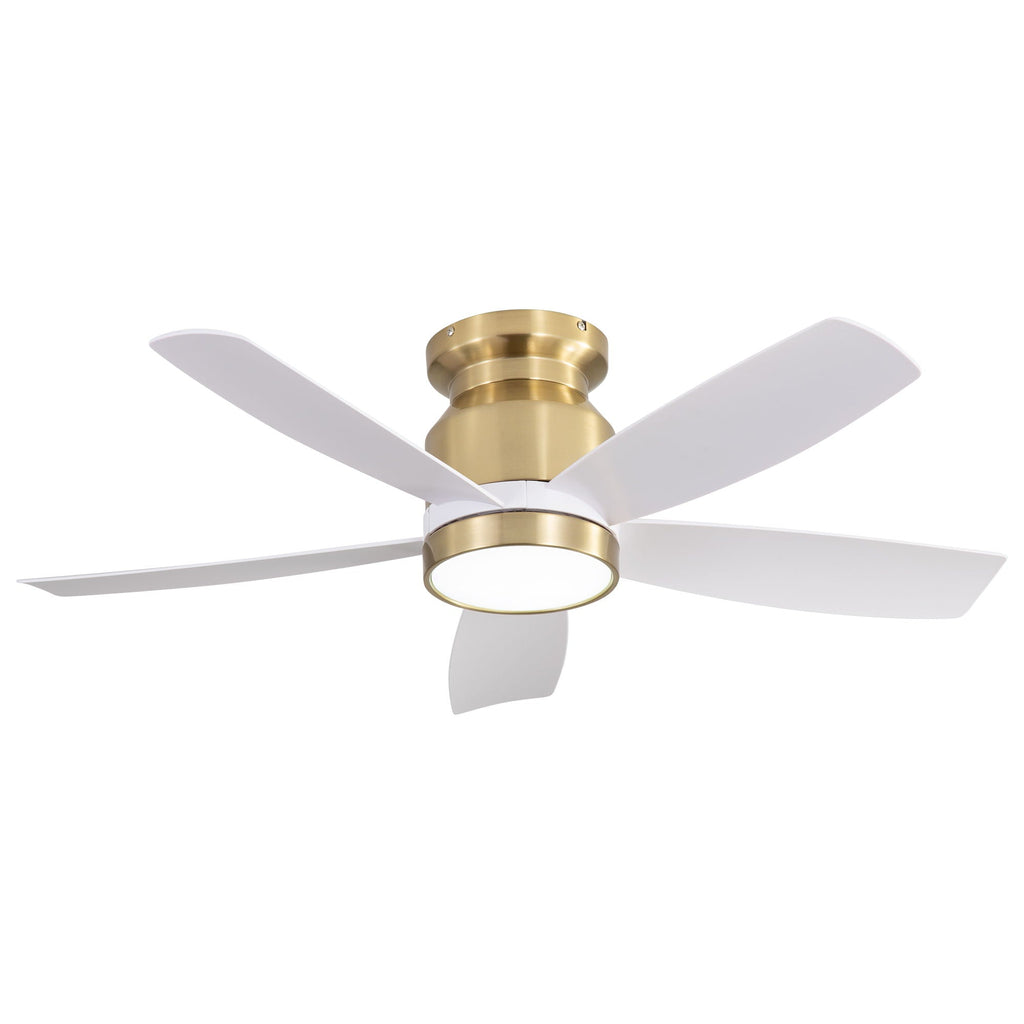 Flush Mount Ceiling Fan with LED Light and Remote Control - White or Black