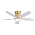 Flush Mount Ceiling Fan with LED Light and Remote Control - White or Black