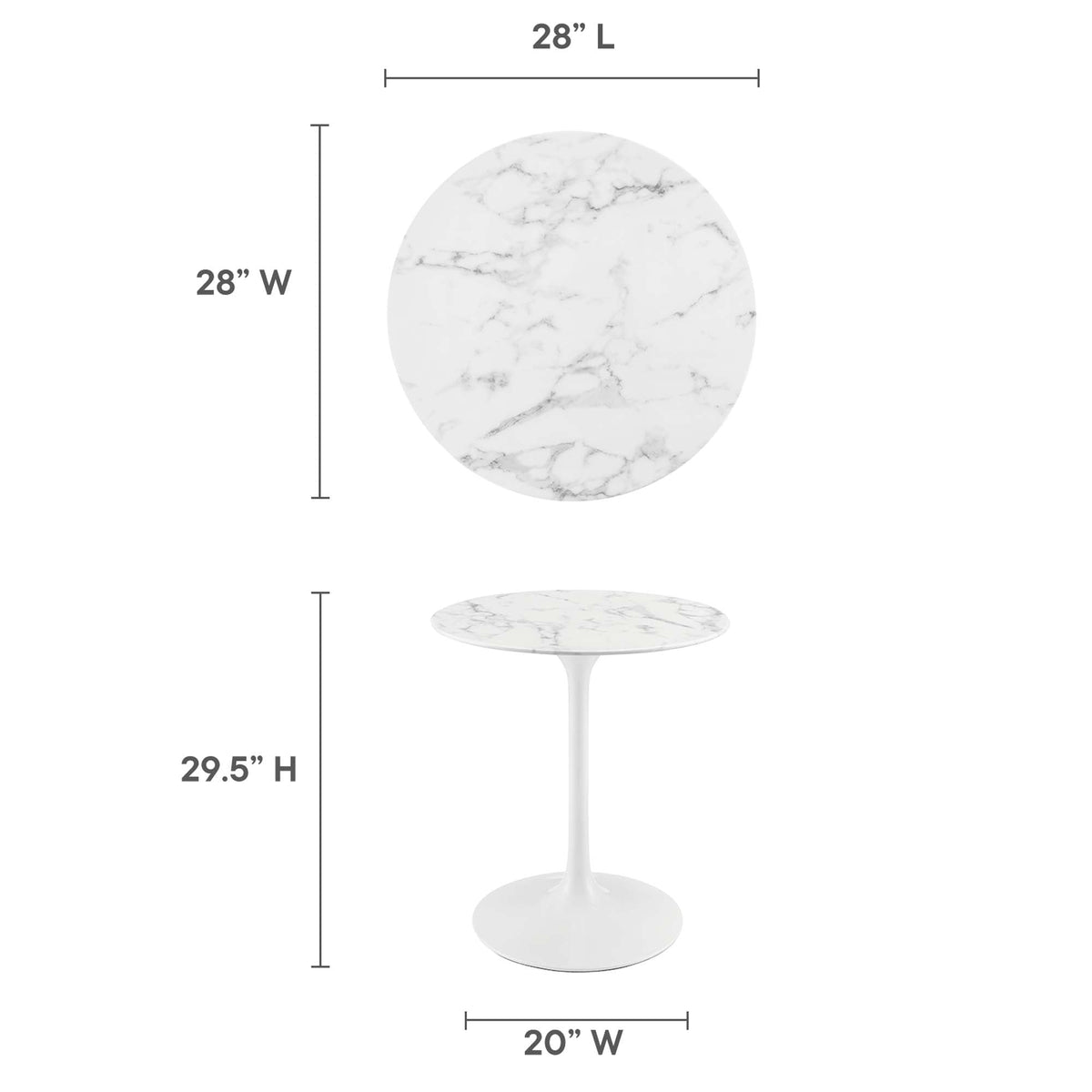 Lippa Round Faux Marble Dining Table by Modway