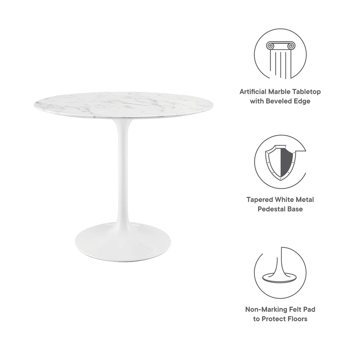 Lippa Round Faux Marble Dining Table by Modway