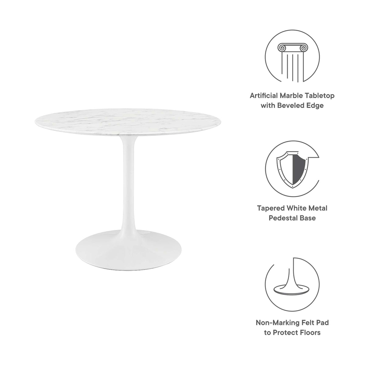 Lippa Round Faux Marble Dining Table by Modway