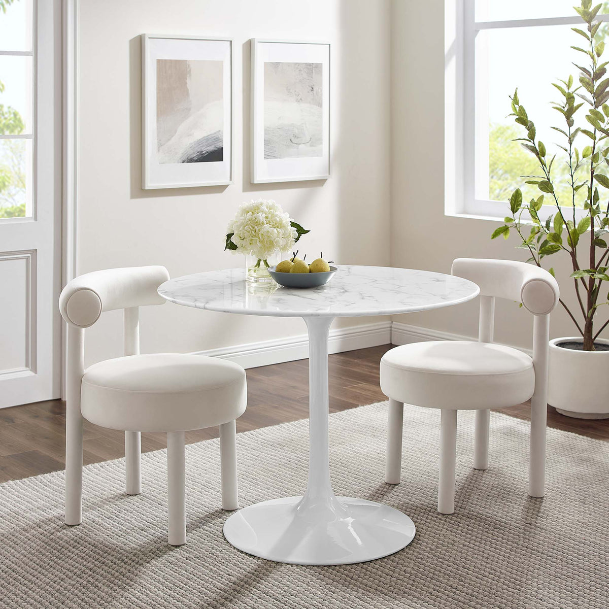Lippa Round Faux Marble Dining Table by Modway