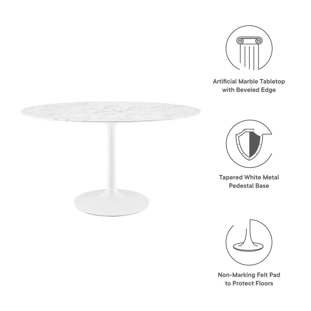 Lippa 54" Oval Faux Marble Dining Table by Modway - EEI-1134