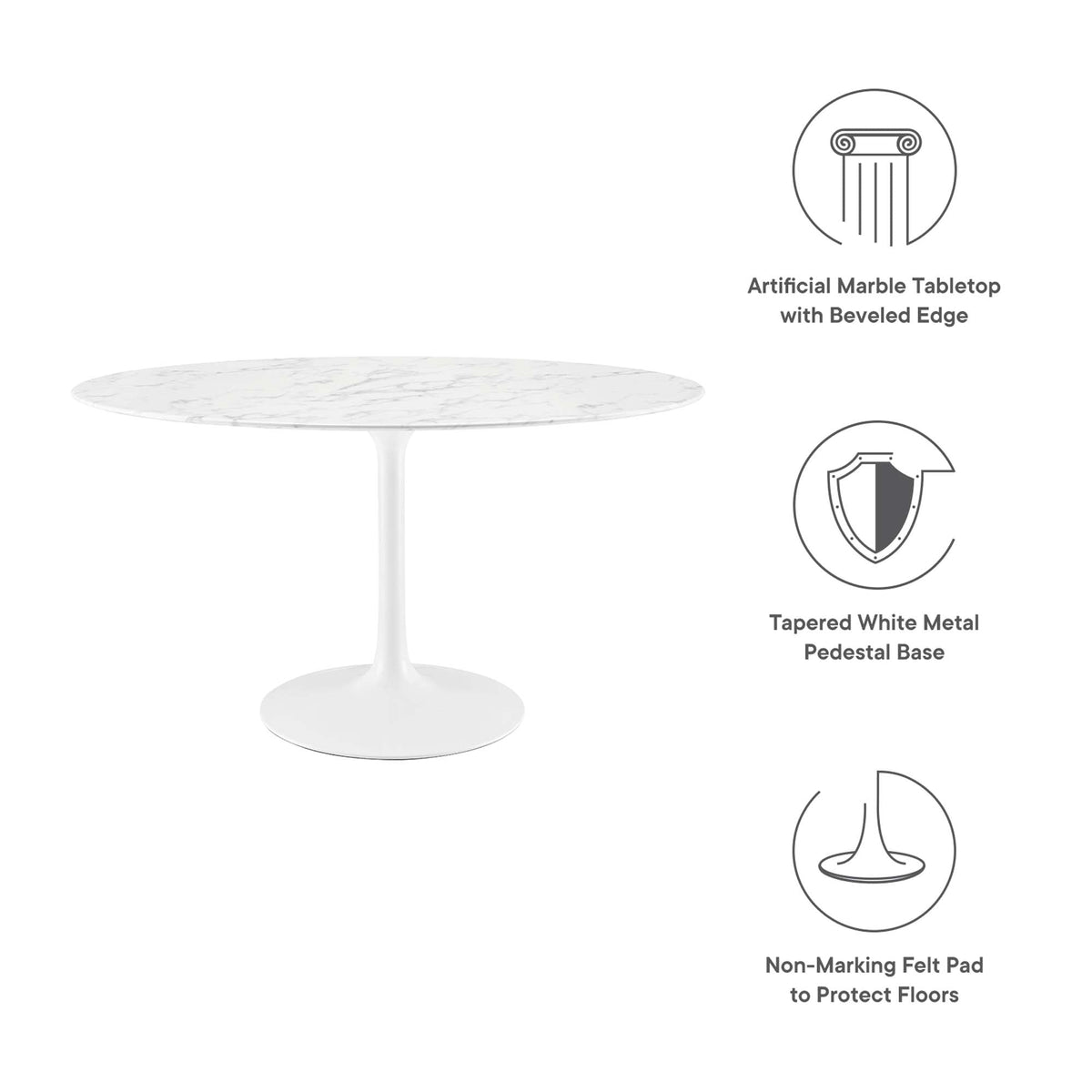 Lippa 54" Oval Faux Marble Dining Table by Modway - EEI-1134
