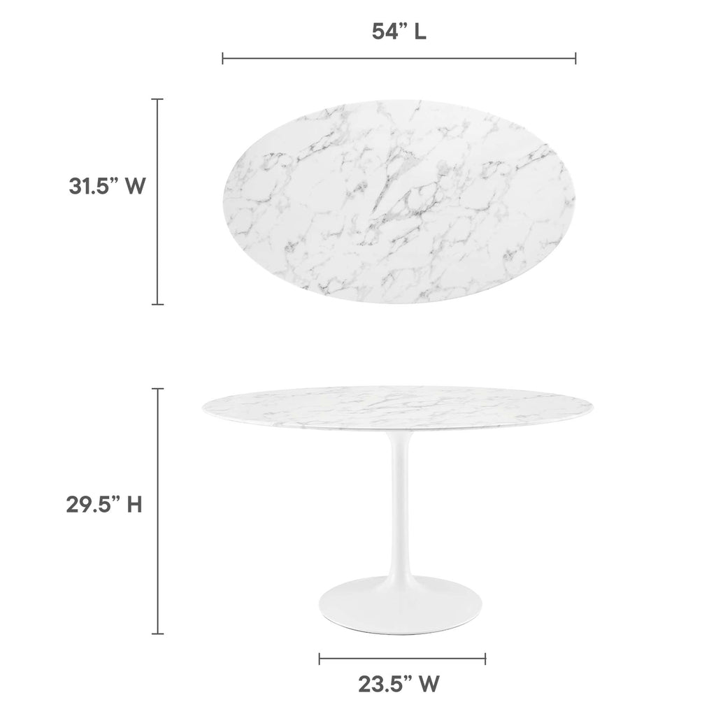 Lippa 54" Oval Faux Marble Dining Table by Modway - EEI-1134