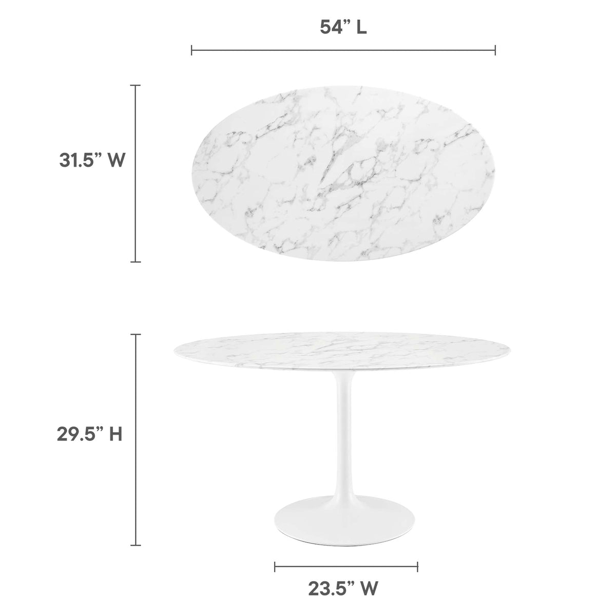 Lippa 54" Oval Faux Marble Dining Table by Modway - EEI-1134