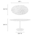 Lippa 60" Oval Faux Marble Dining Table by Modway - EEI-1135
