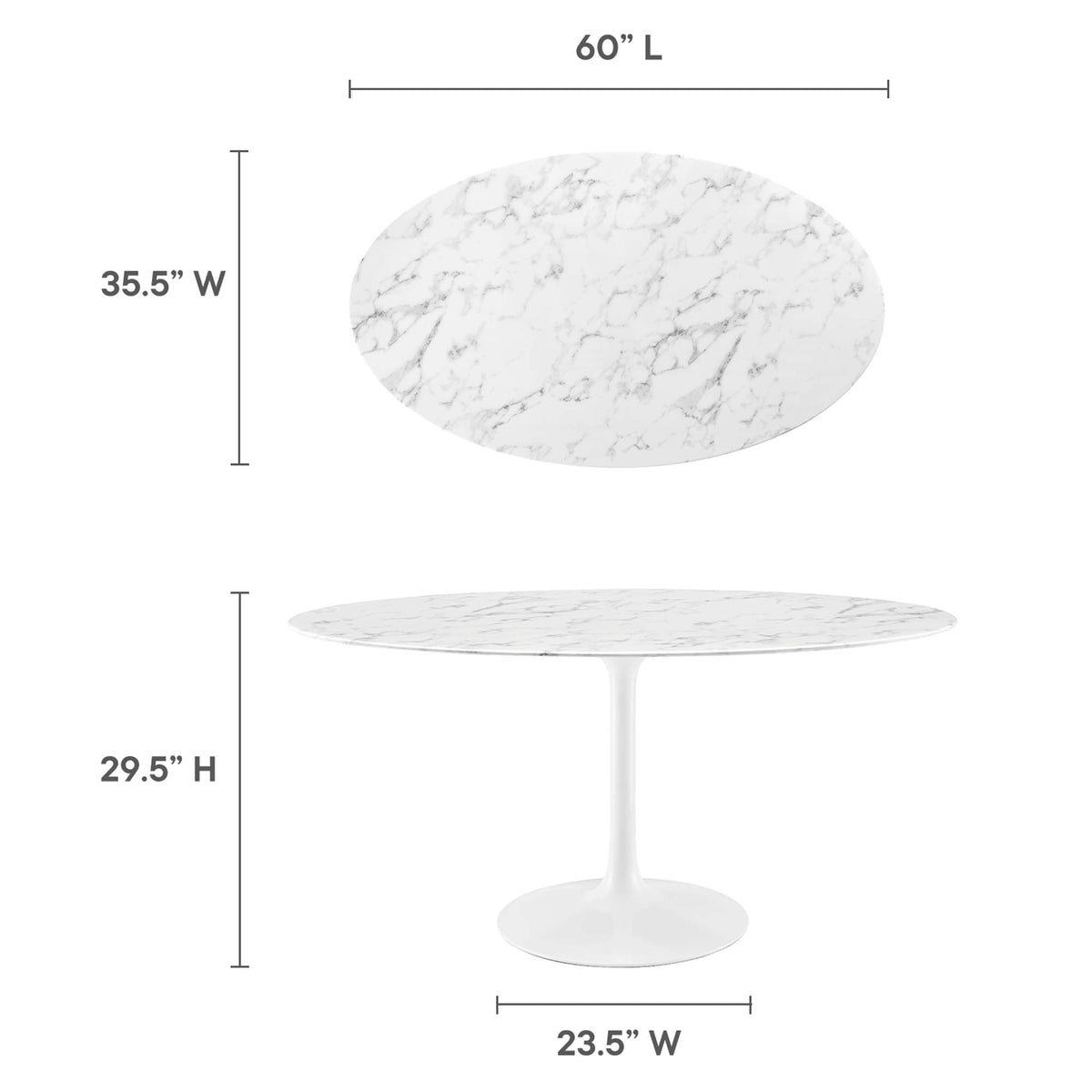 Lippa 60" Oval Faux Marble Dining Table by Modway - EEI-1135