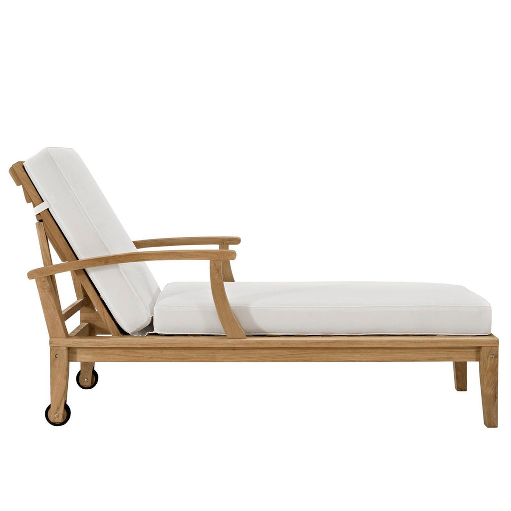 Marina Outdoor Patio Teak Single Chaise by Modway