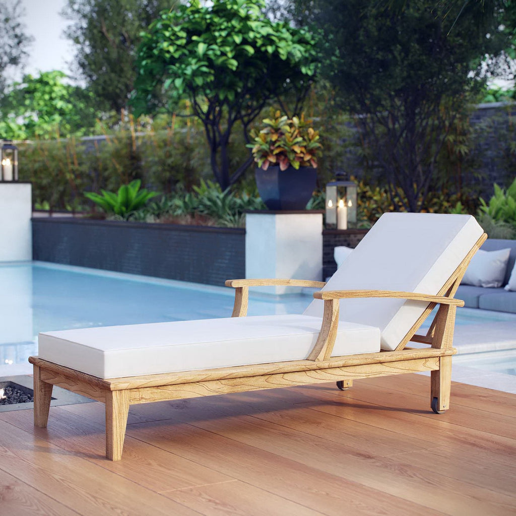 Marina Outdoor Patio Teak Single Chaise by Modway