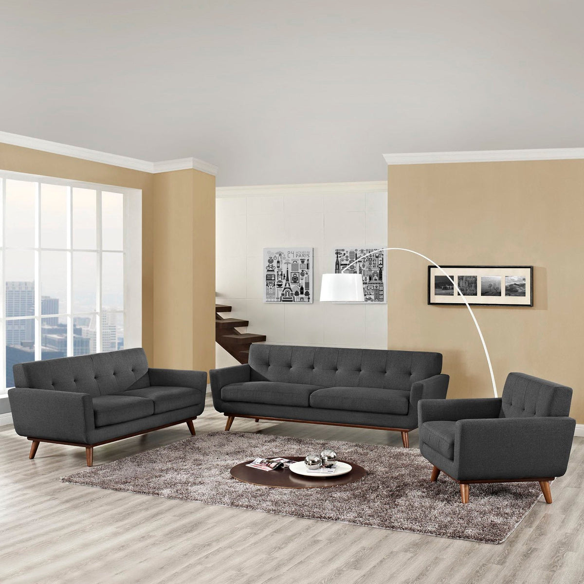 Engage Sofa Loveseat and Armchair Set of 3 by Modway