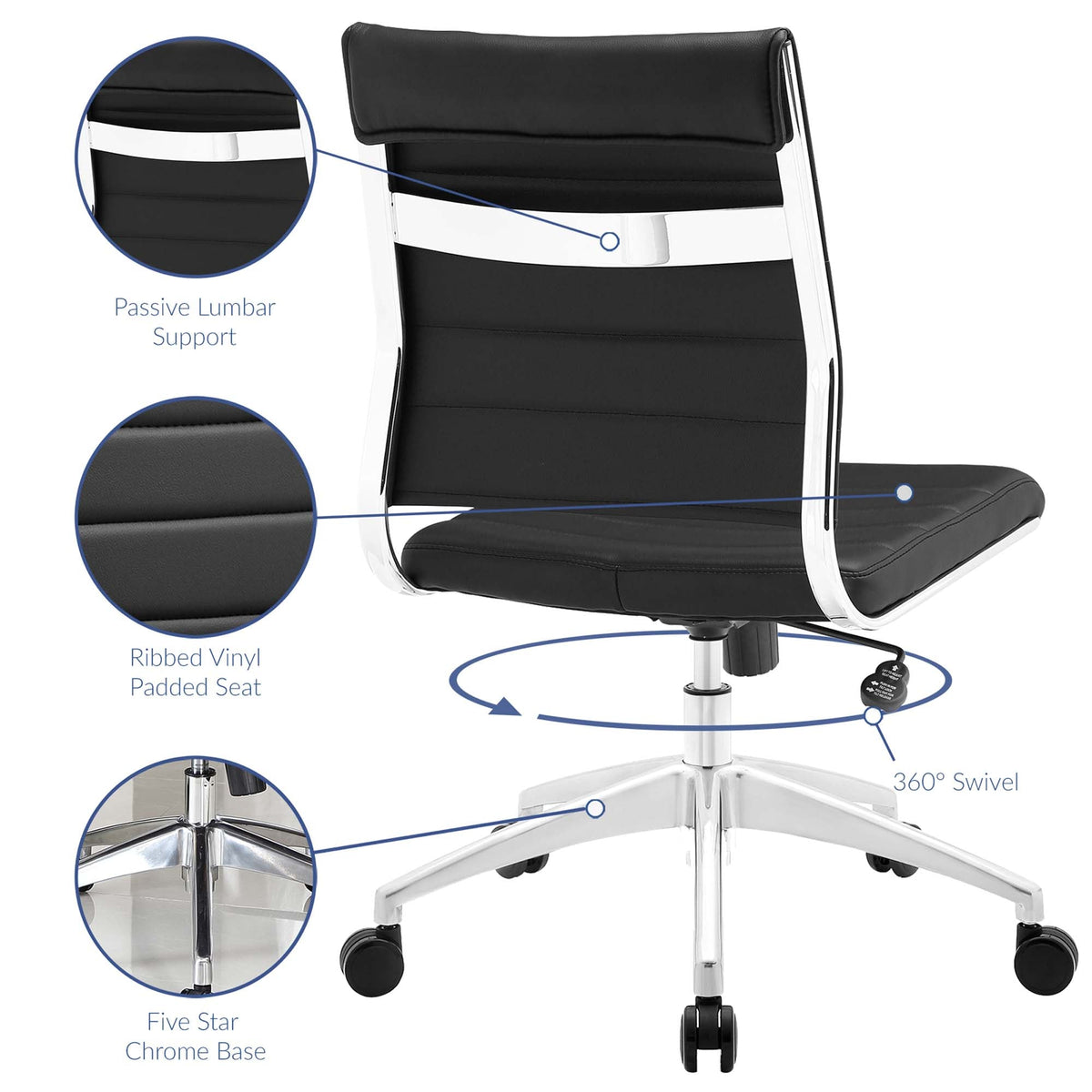 Jive Armless Mid Back Office Chair by Modway