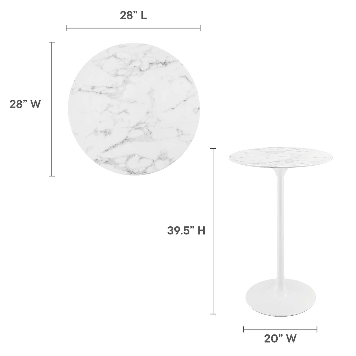 Lippa Round Faux Marble Bar Table by Modway