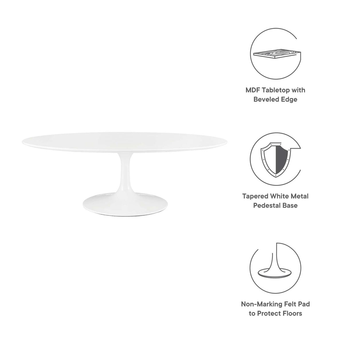 Lippa 48" Oval-Shaped Wood Coffee Table by Modway