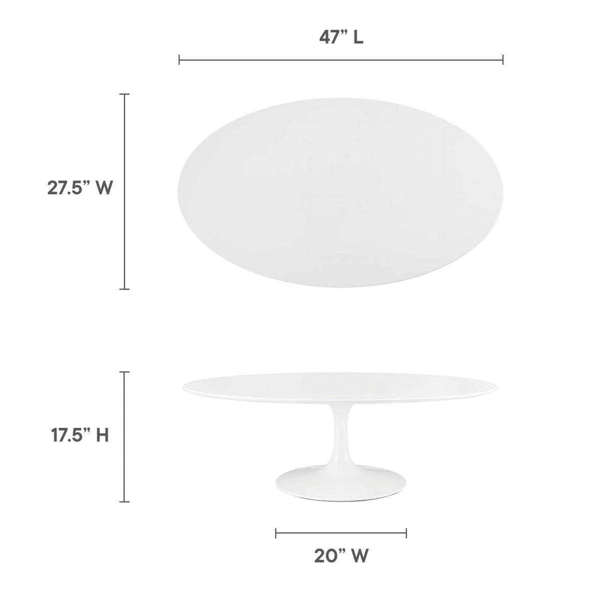 Lippa 48" Oval-Shaped Wood Coffee Table by Modway