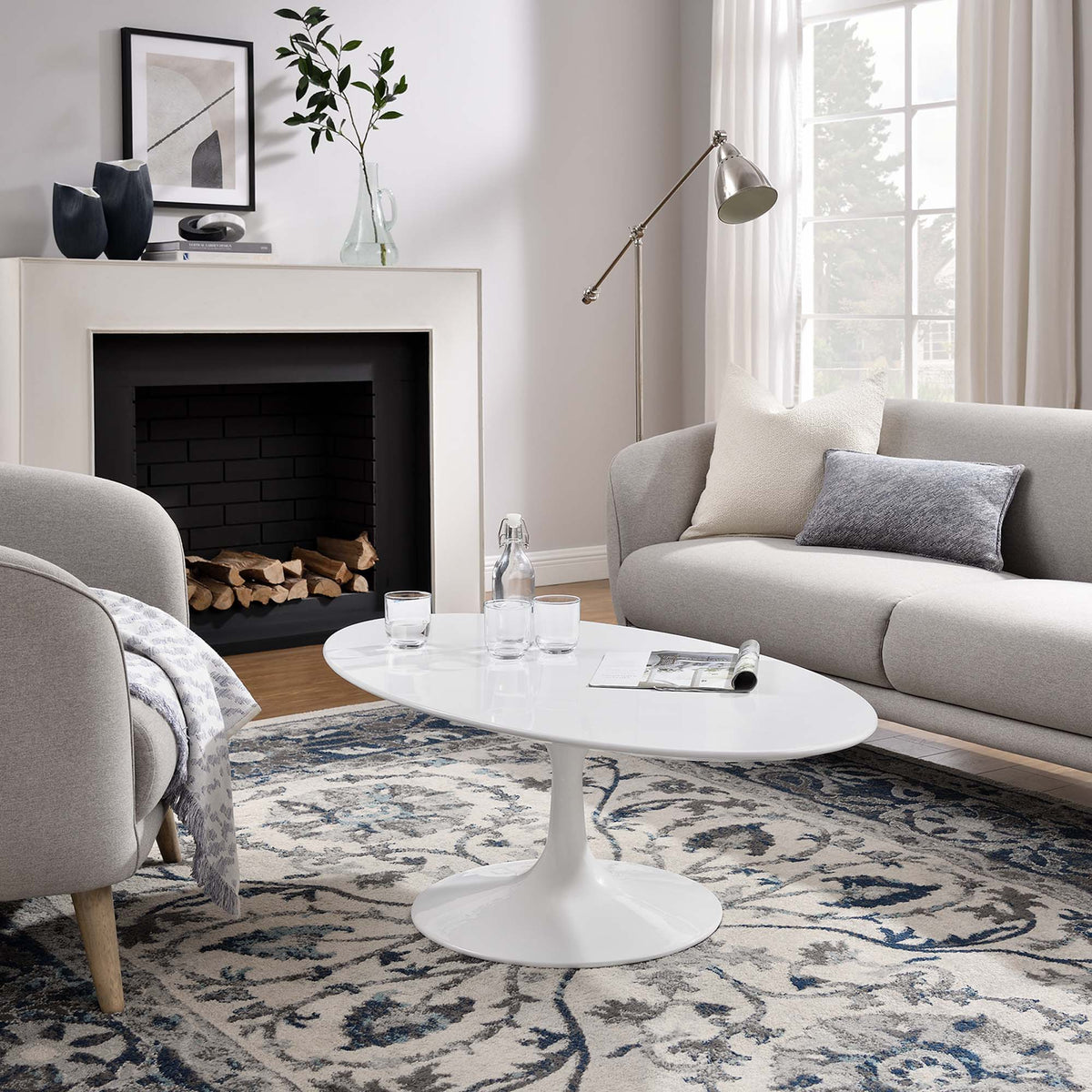 Lippa 48" Oval-Shaped Wood Coffee Table by Modway