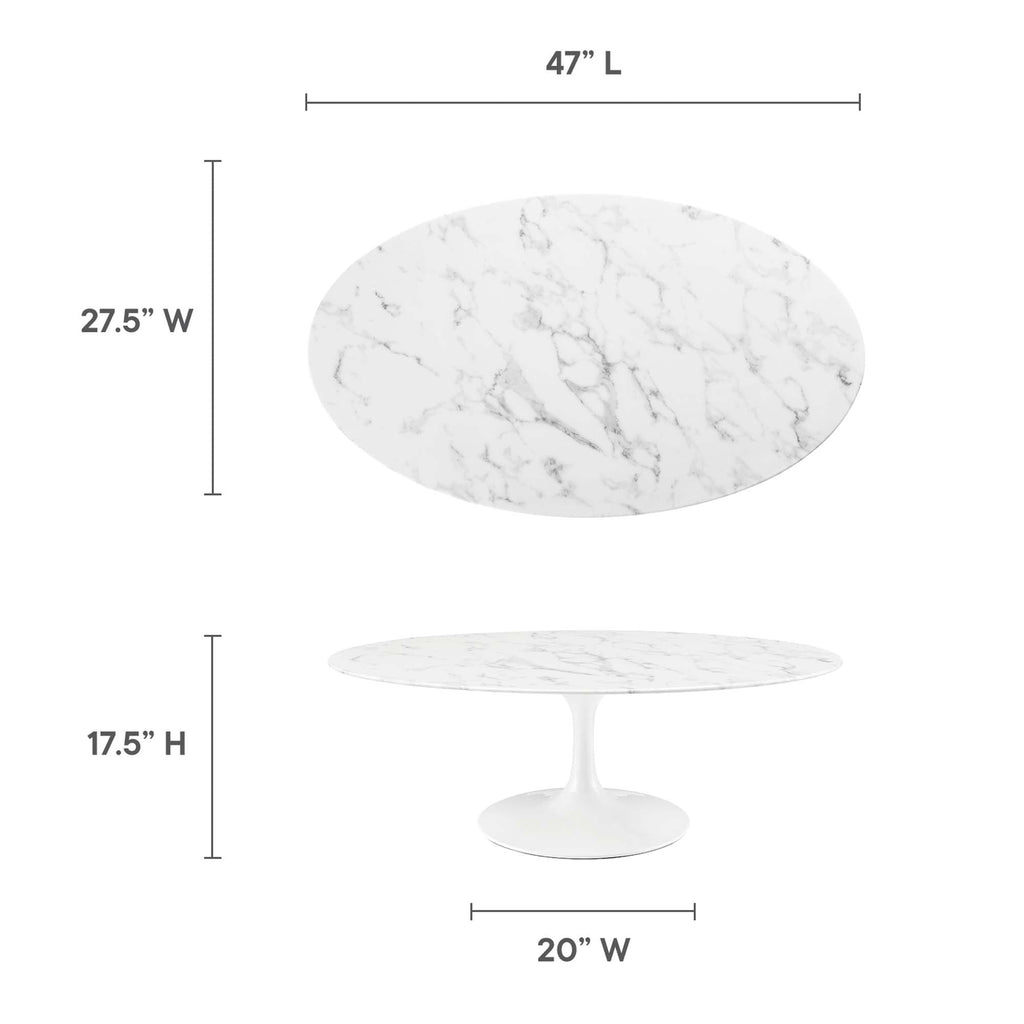 Lippa 48" Oval Faux Marble Coffee Table by Modway - EEI-2022