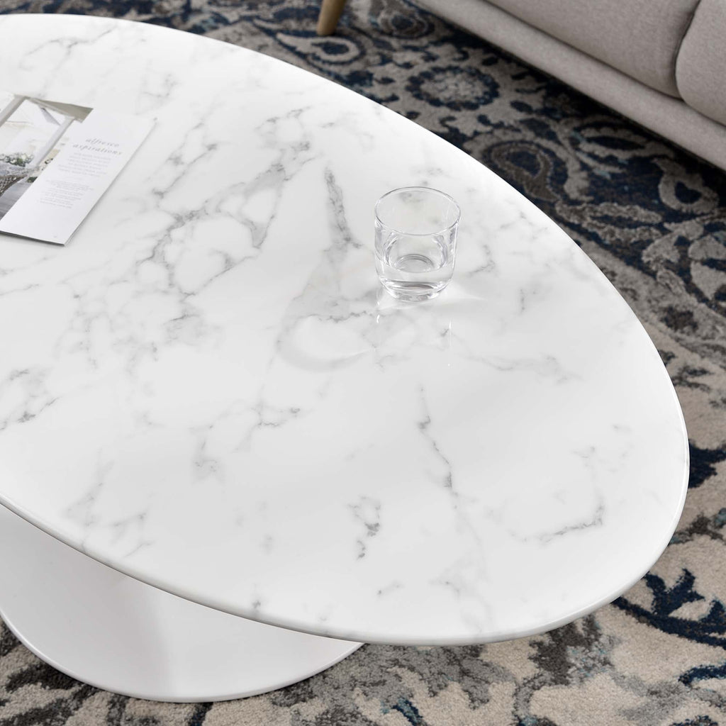 Lippa 48" Oval Faux Marble Coffee Table by Modway - EEI-2022