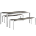 Shore 3 Piece Outdoor Patio Aluminum Dining Set by Modway