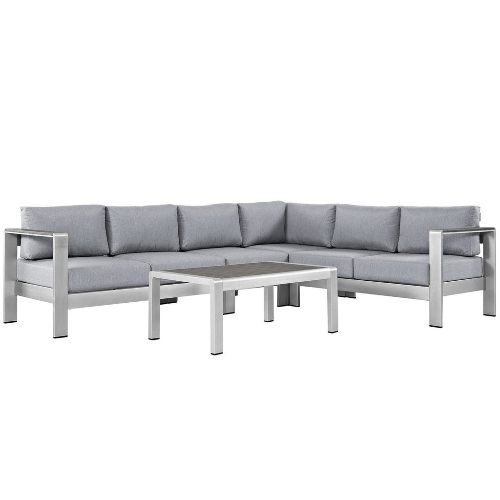 Modway Shore 5-Piece Aluminum Patio Sectional Set